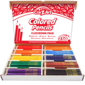 Cra-Z-Art Classroom Colored Pencil Bulk Pack - 250 Pieces in 10 Assorted Colors