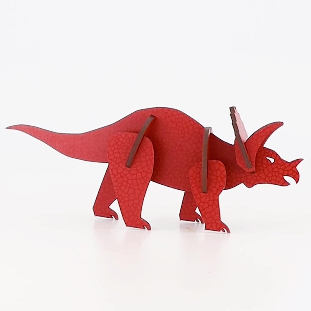 Little & Wood: Triceratops Red 3D Wooden Puzzle Kit, Medium - Image 5