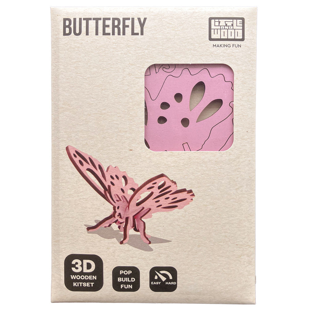 Little & Wood: Butterfly Bliss - Pink 3D Wooden Puzzle Kit - Image 3