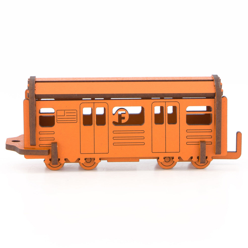 Little & Wood NYC Subway F Train: 3D Wooden Model Kit, Medium - Image 2