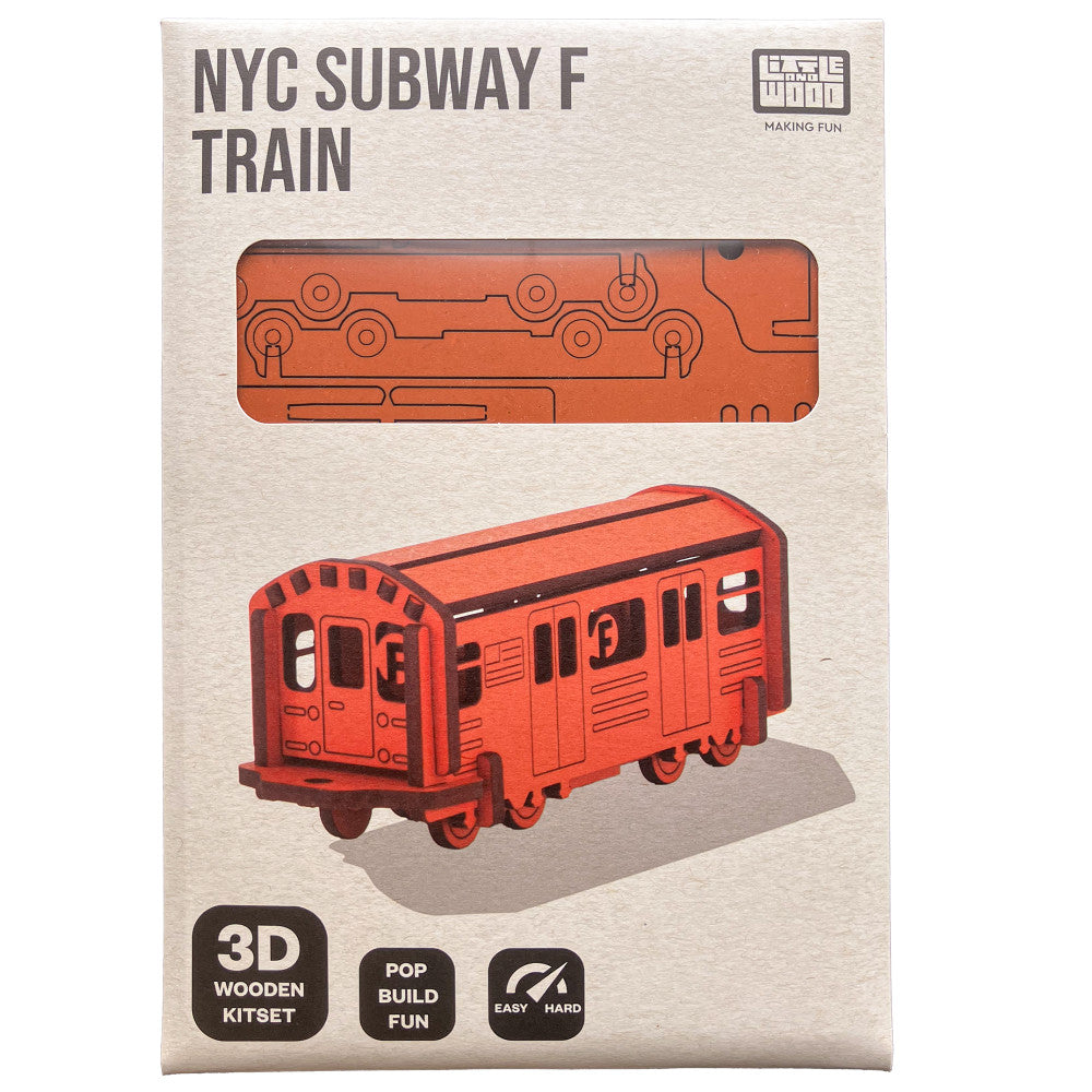 Little & Wood NYC Subway F Train: 3D Wooden Model Kit, Medium - Image 3