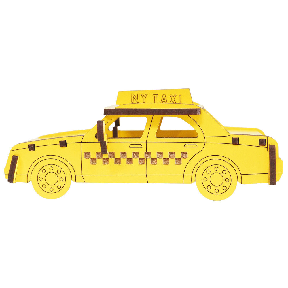 Little & Wood: Woodlet: Vibrant Medium Taxi - 3D Wooden Kit - Image 2