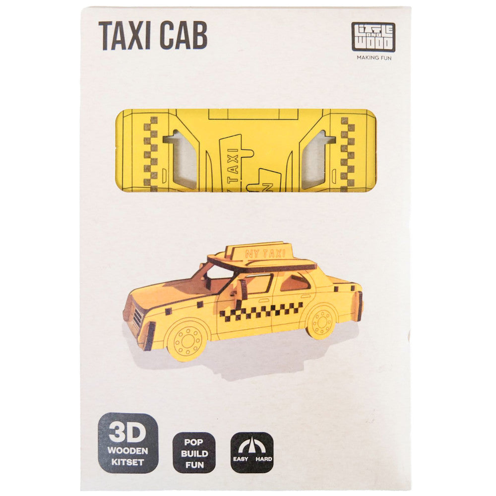 Little & Wood: Woodlet: Vibrant Medium Taxi - 3D Wooden Kit - Image 3