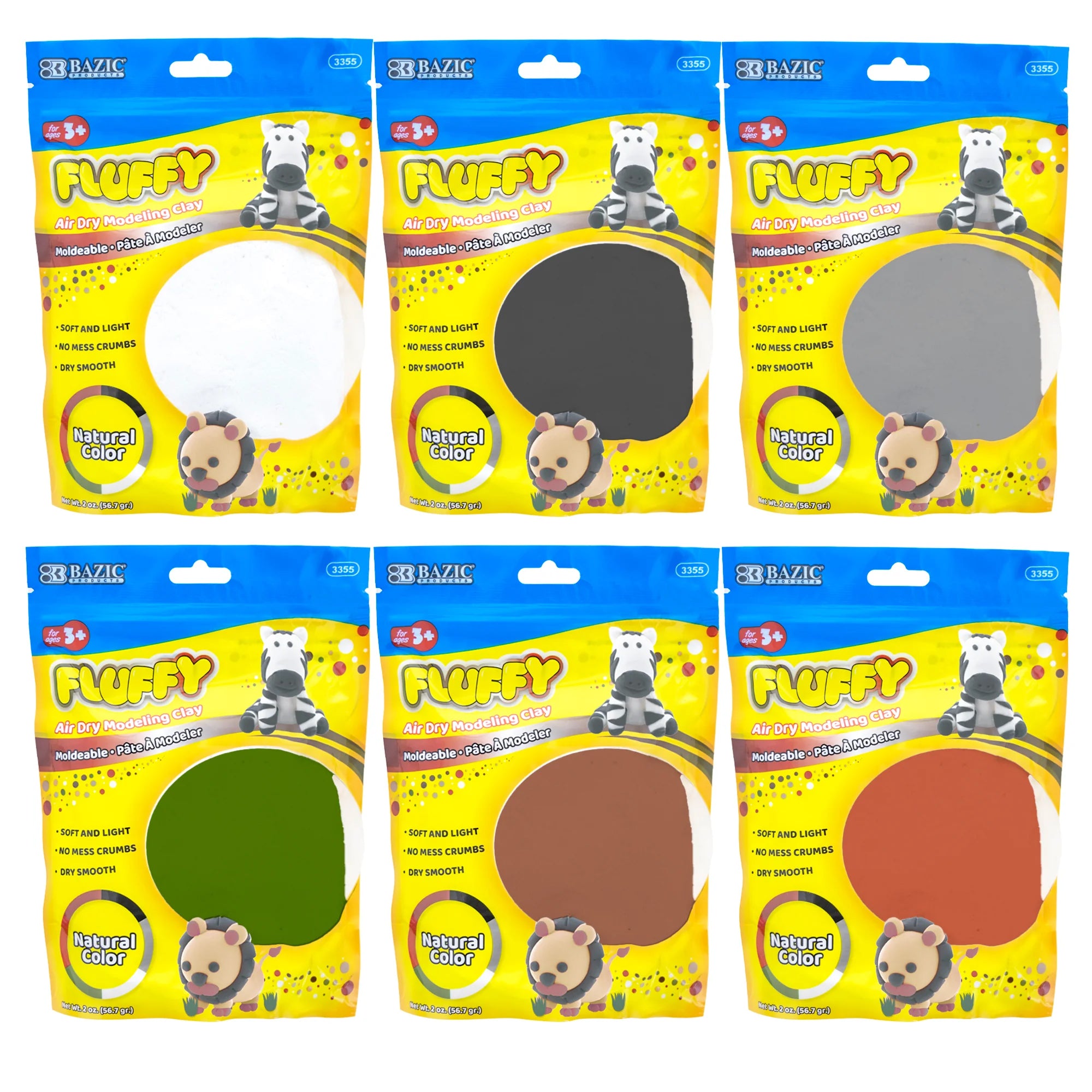 BAZIC 2 Oz. Earth Tone Air Dry Modeling Clay Set - Natural Colors, 48 Packs - Image 2