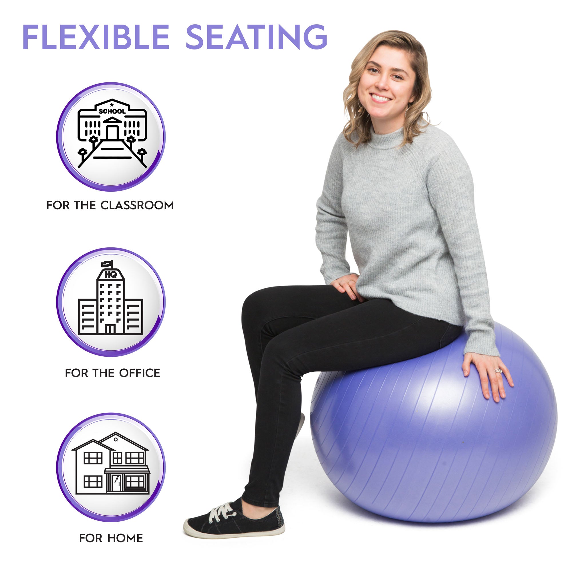 Bouncyband? Balance Ball, 65cm, Vibrant Purple - Stay Active & Focused - Image 7