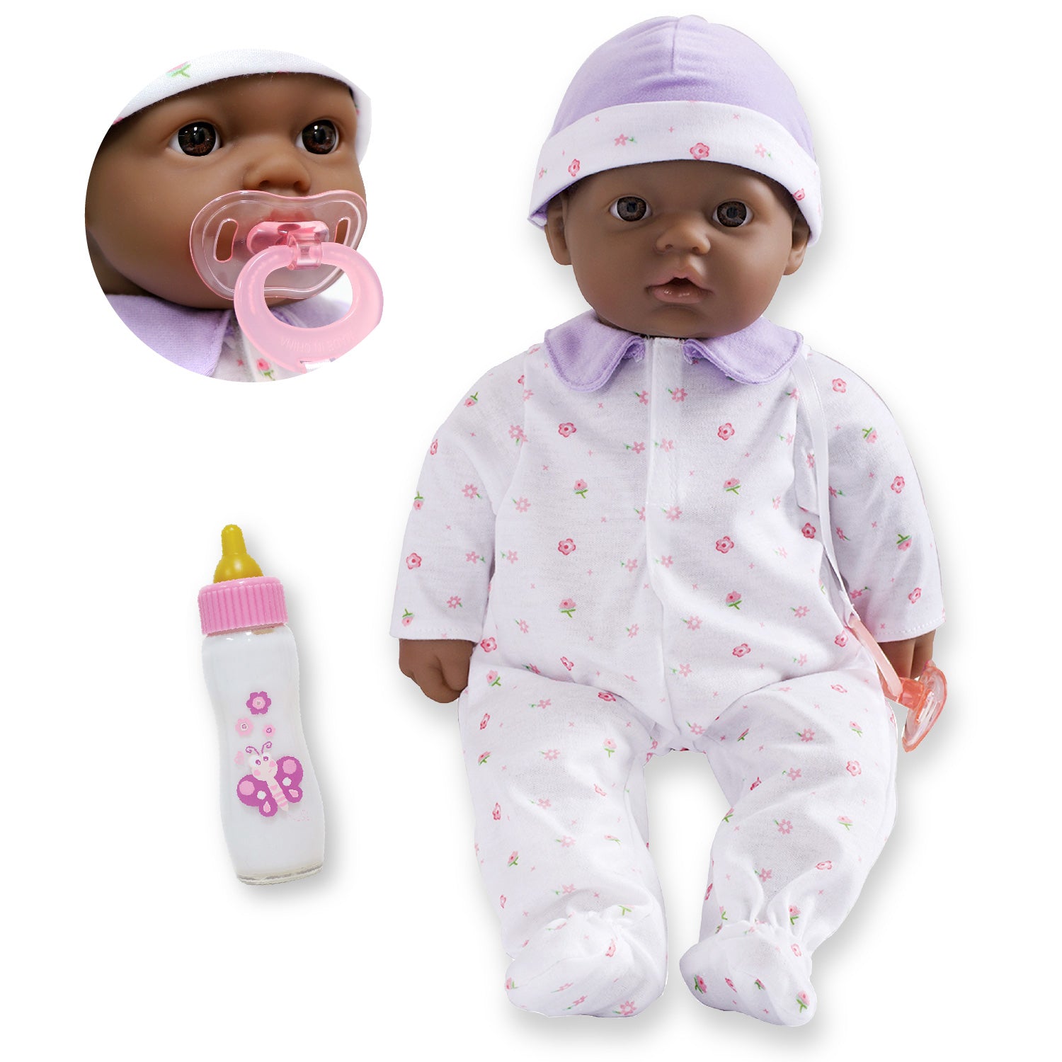JC Toys La Baby Soft 16-Inch Doll with Purple Sleeper and Pacifier - Image 2