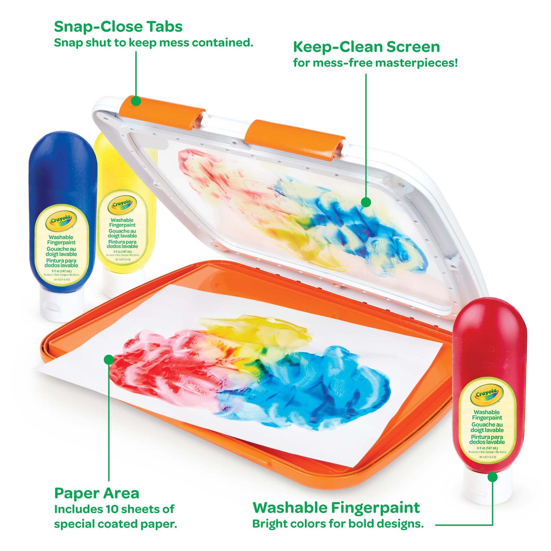 Crayola Easy-Clean Fingerpaint Set - Vibrant Toddler Art Kit - Image 4