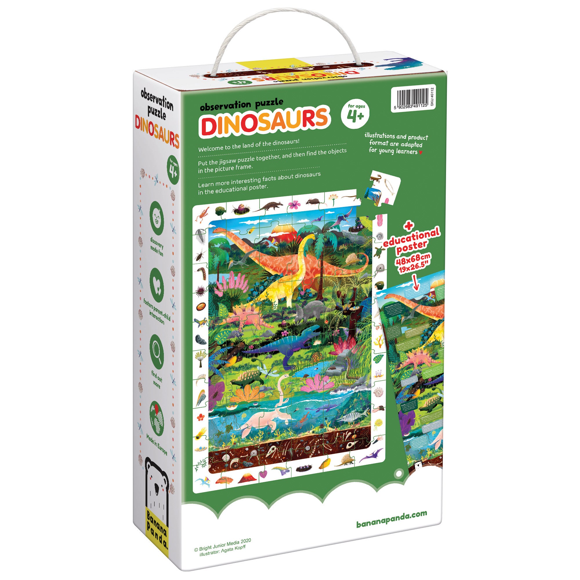 Banana Panda Dinosaurs Observation Floor Puzzle - 60 pc - Image 3