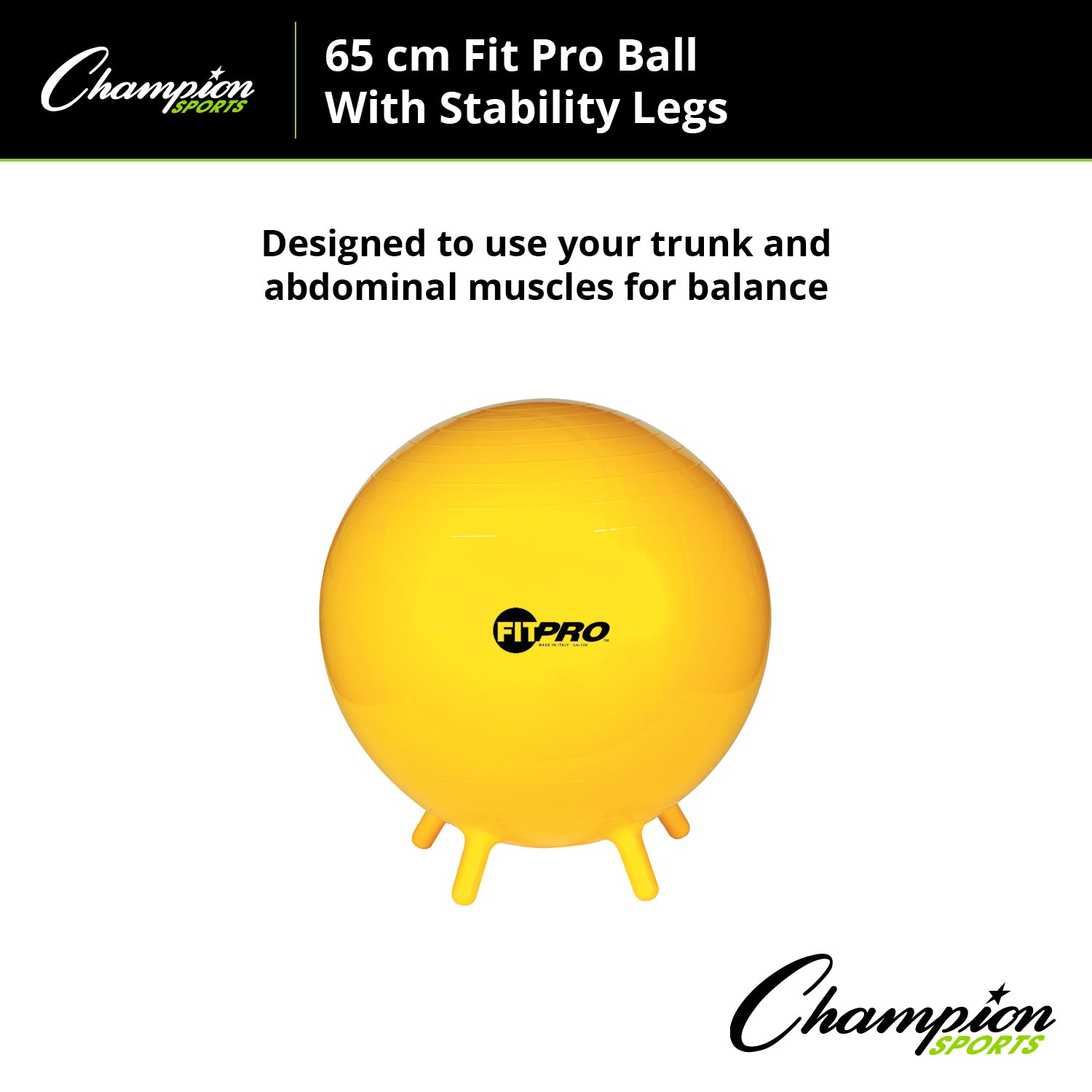 Champion Sports FitPro Ball with Stability Legs, 65cm - Stability & Strength Trainer - Image 3