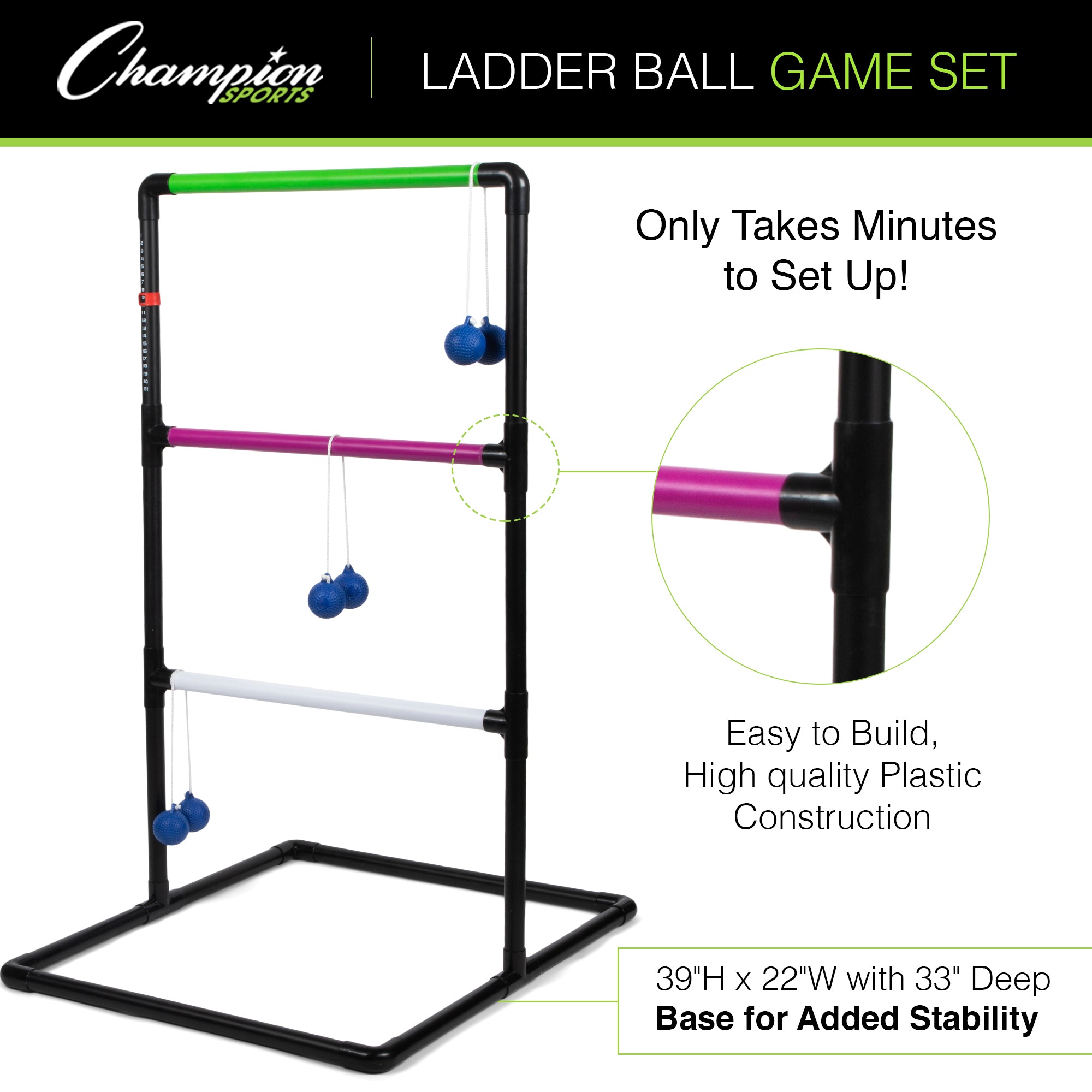 Champion Sports Ladder Ball Game Set - Outdoor Fun for All Ages - Image 3