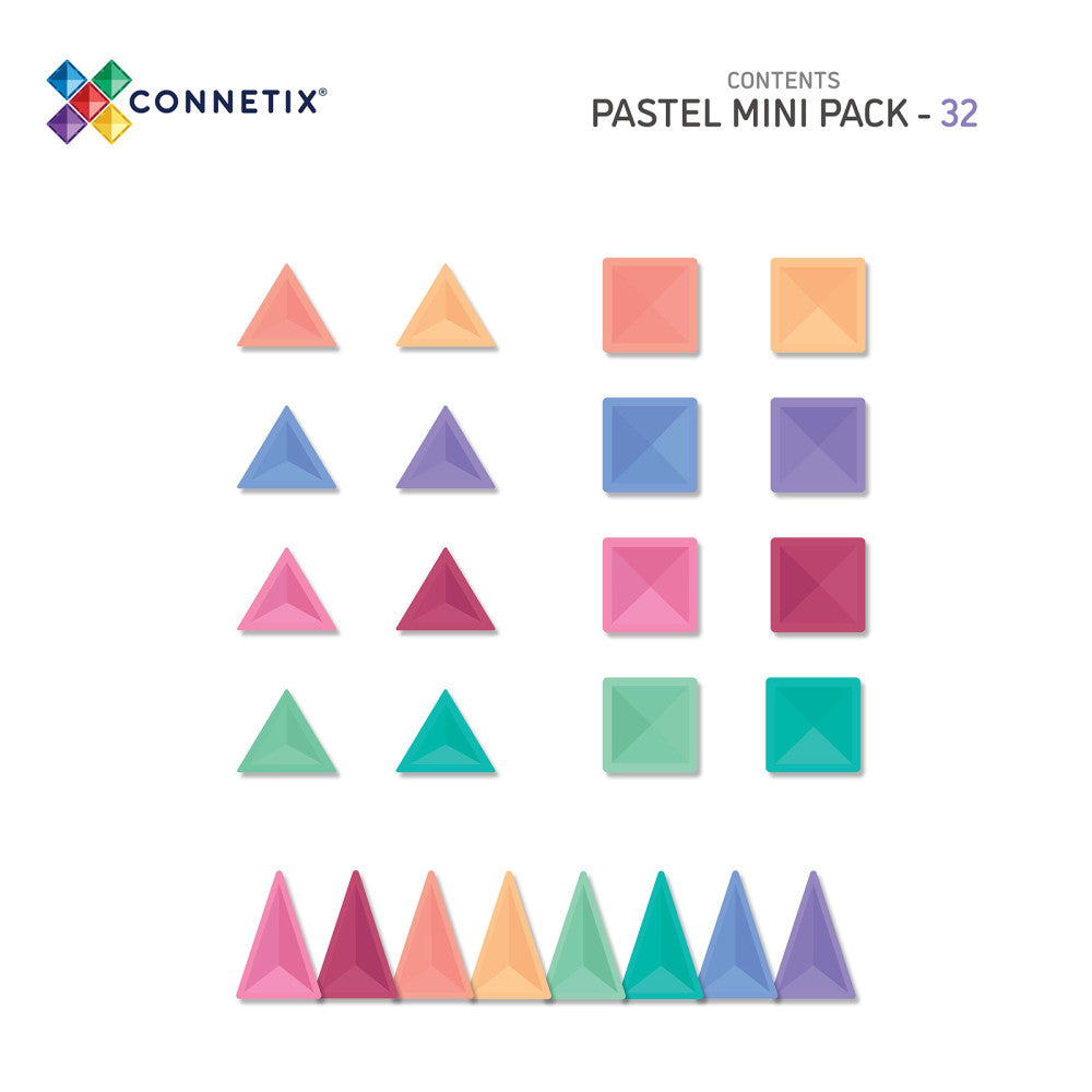 Connetix Pastel Mini Pack Magnetic Tiles, Creative Building Set - 32 Pieces - Image 2