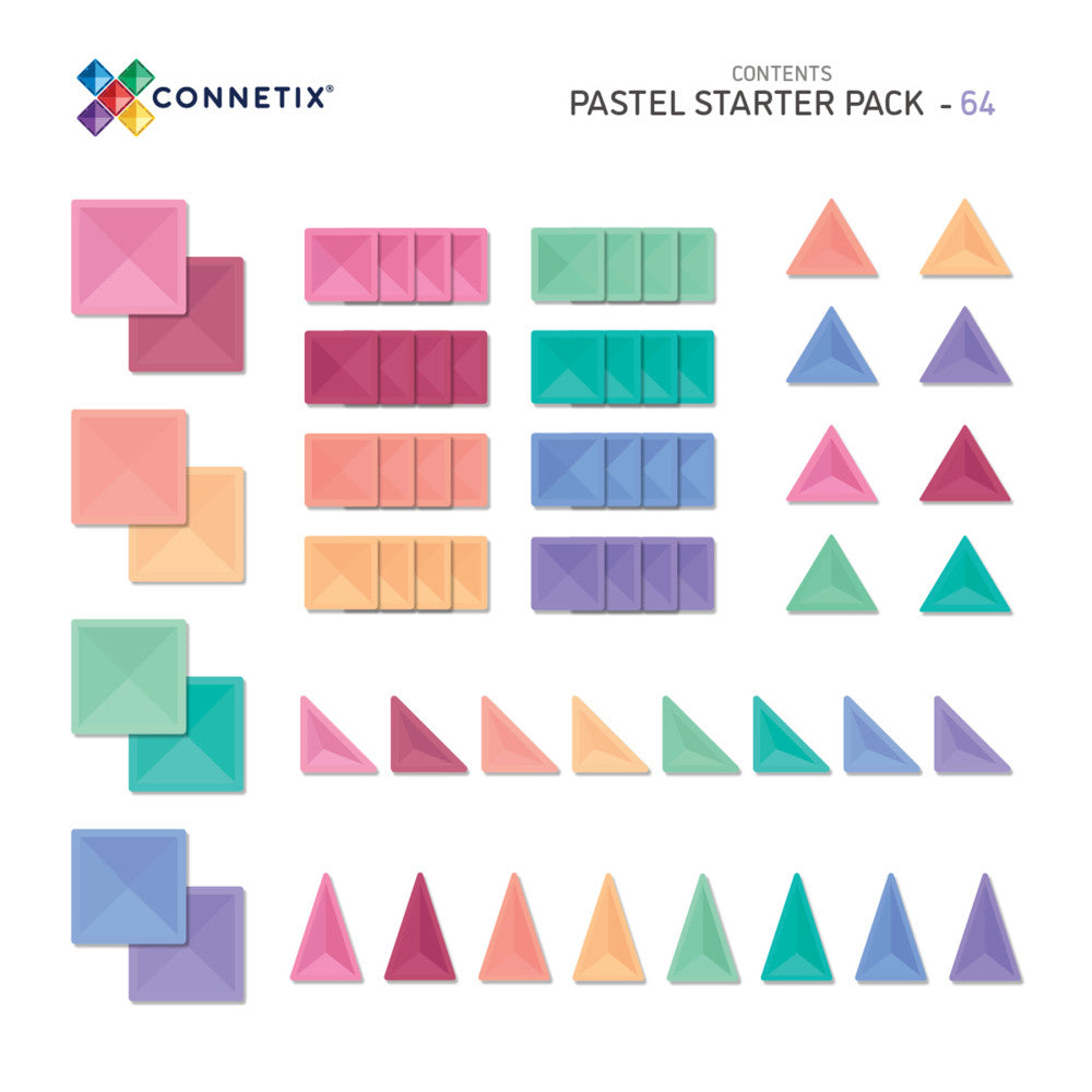 Connetix Magnetic Tiles Pastel Starter Pack - 64 Pieces - Image 2