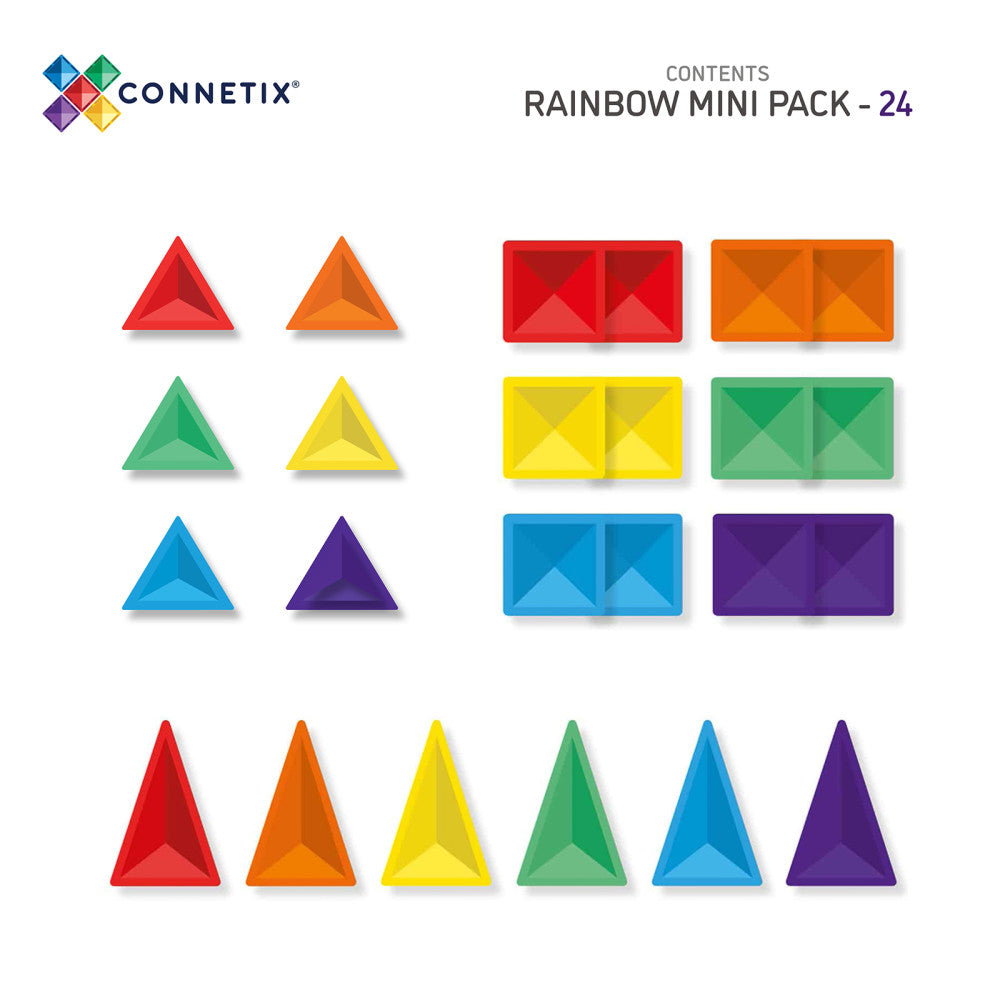 Connetix Magnetic Tiles Rainbow Mini Pack - 24 Pieces - Image 2