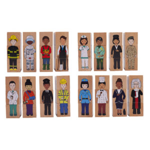 The Freckled Frog Career Mix 'N?? Match Wooden Blocks - Diverse Professions Set