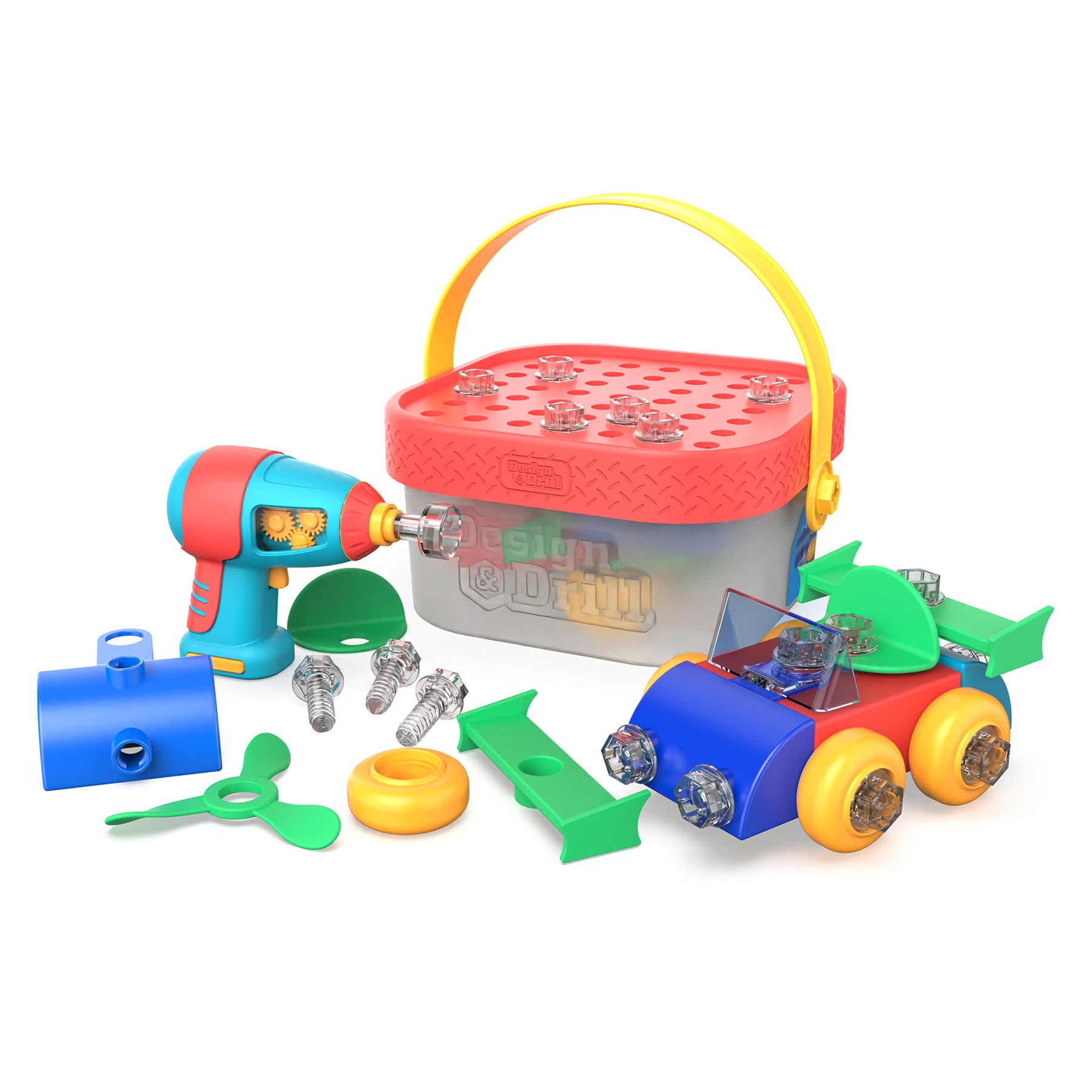 Educational Insights Design & Drill Build-It Bucket - Portable Construction Toy - Image 2