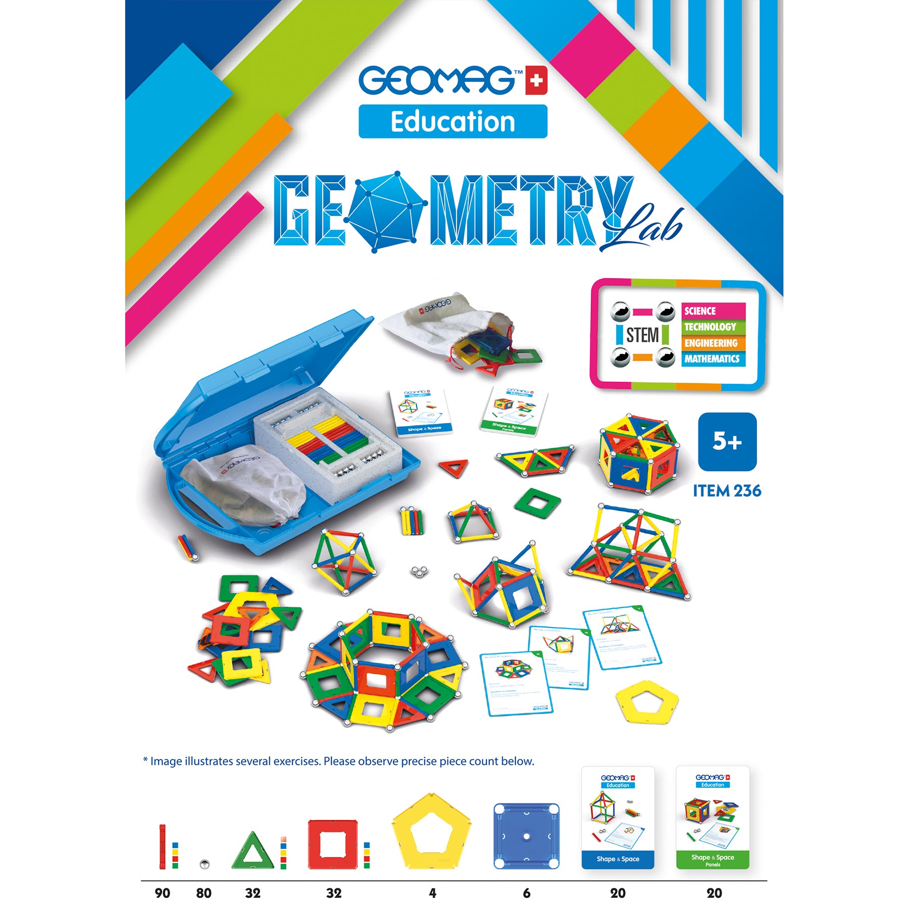 Geomag Geometry Lab Recycled Set - STEM Educational Toy - 244 Pieces - Image 3