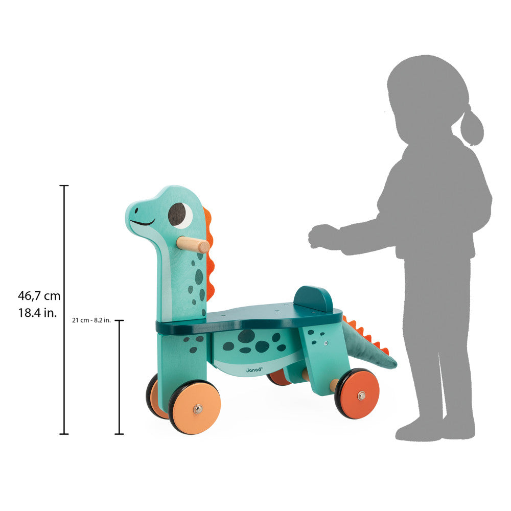 Janod Dino - Ride On Dino Portosaurus - Whimsical Wooden Steed - Image 2