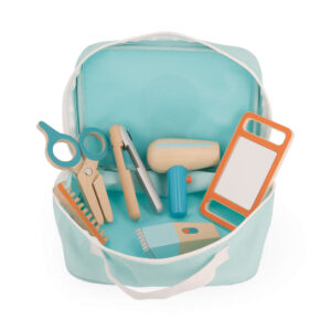 Janod 6-Piece Hairdresser Play Set ?C Vibrant Blue/Orange