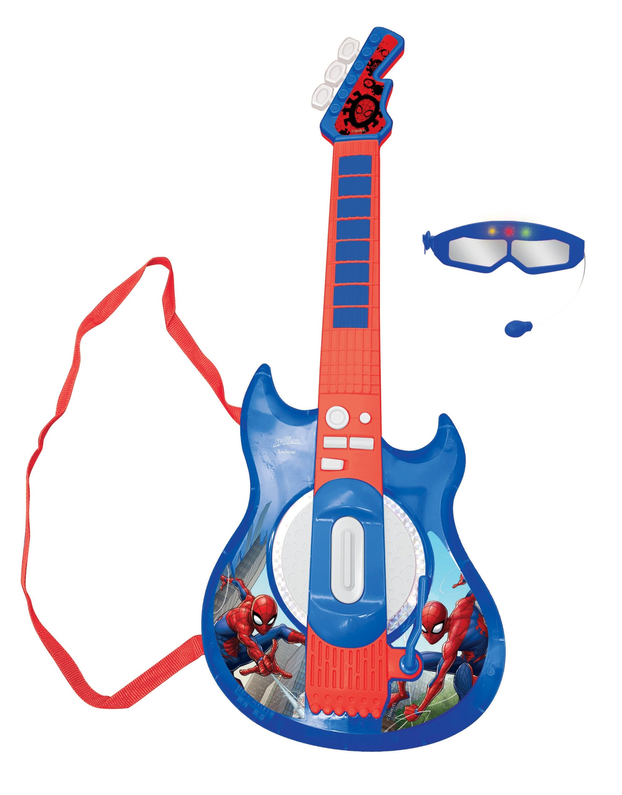 Spider-Man Red and Blue Electronic Lighting Guitar with Mic - Image 3