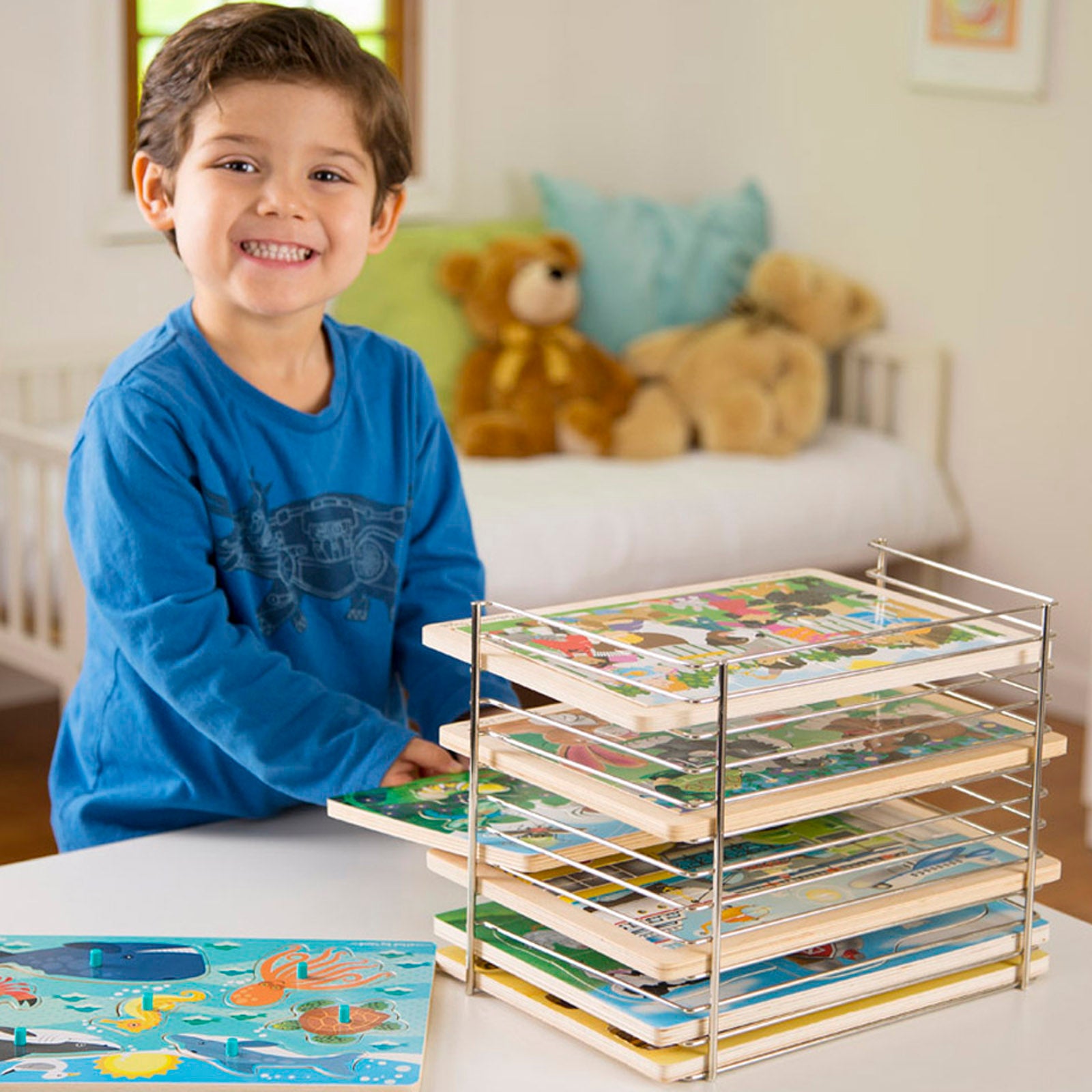 Melissa & Doug Sturdy Metal Puzzle Storage Rack - Image 3