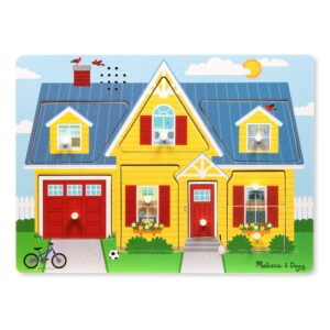 Melissa & Doug Around the House 8-Piece Wooden Sound Peg Puzzle