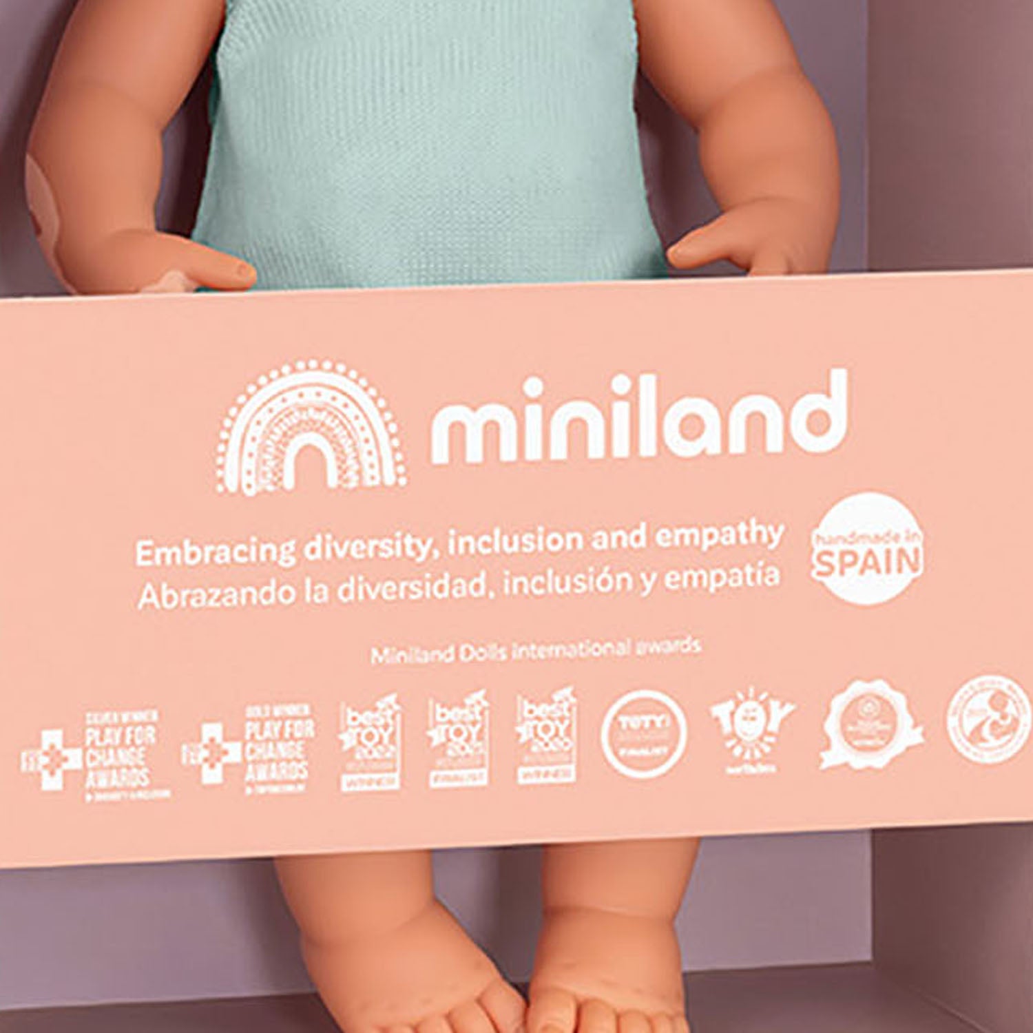 Miniland 15-inch Baby Doll with Vitiligo - Golden Locks - Image 4