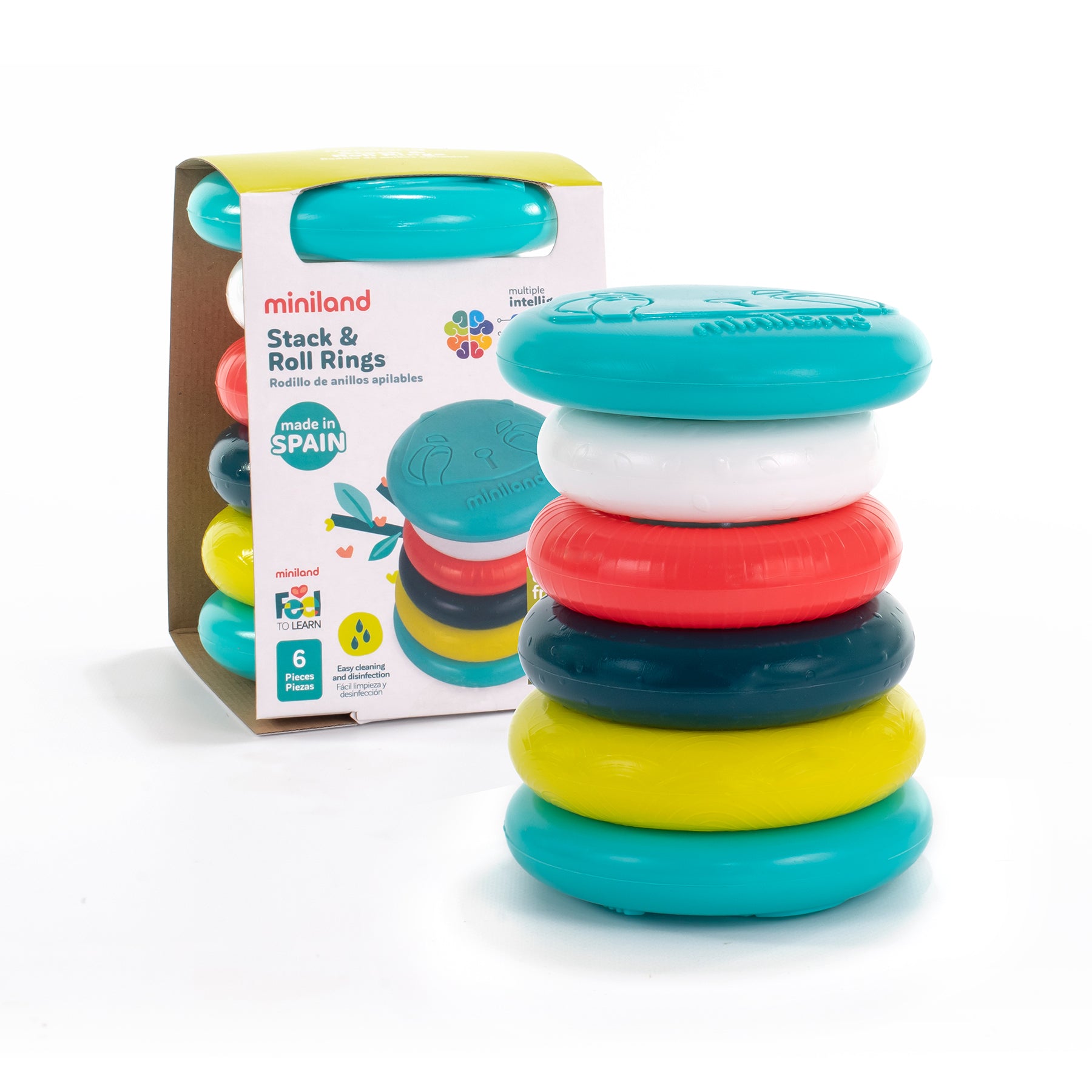 Miniland Feel to Learn: Stack & Roll Rings ?C Eco-Friendly Toy