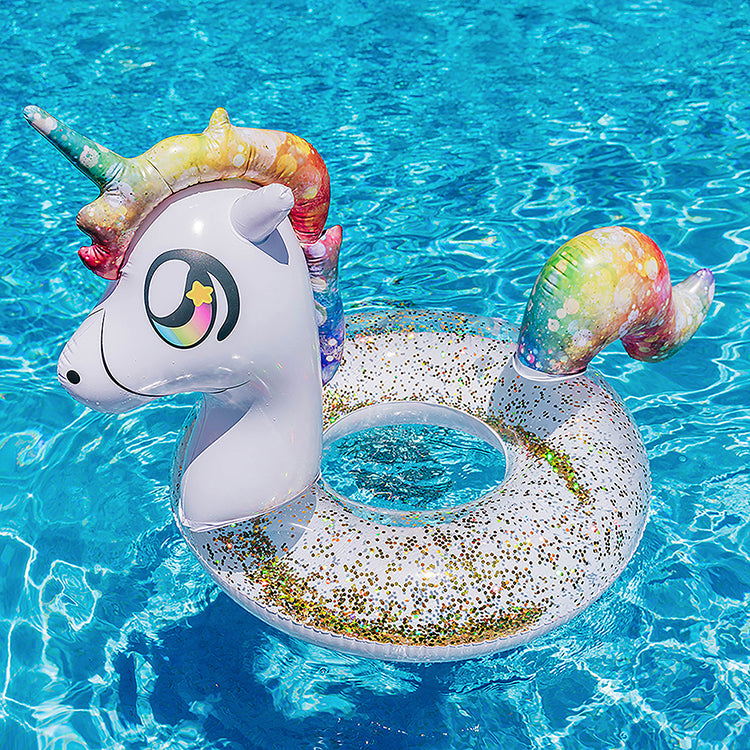 PoolCandy Glitter Unicorn 40-inch Color-Changing Pool Tube - Image 5