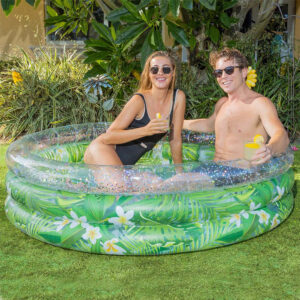 Poolcandy Tropical Palm & Plumeria Deluxe Inflatable Sunning Pool - 60x15 inch
