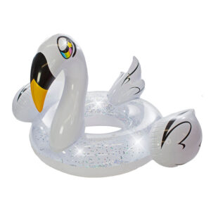 PoolCandy Jumbo Silver Glitter Swan Pool Tube ?C 48 inch