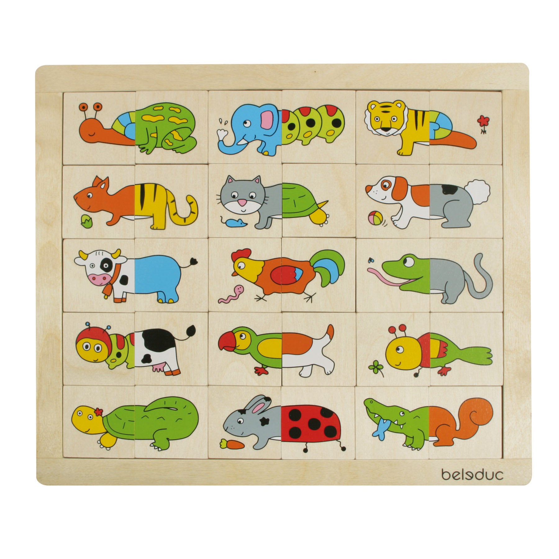 Beleduc Match & Mix Wooden Animal Puzzle - Memory & Creativity Game - Image 2
