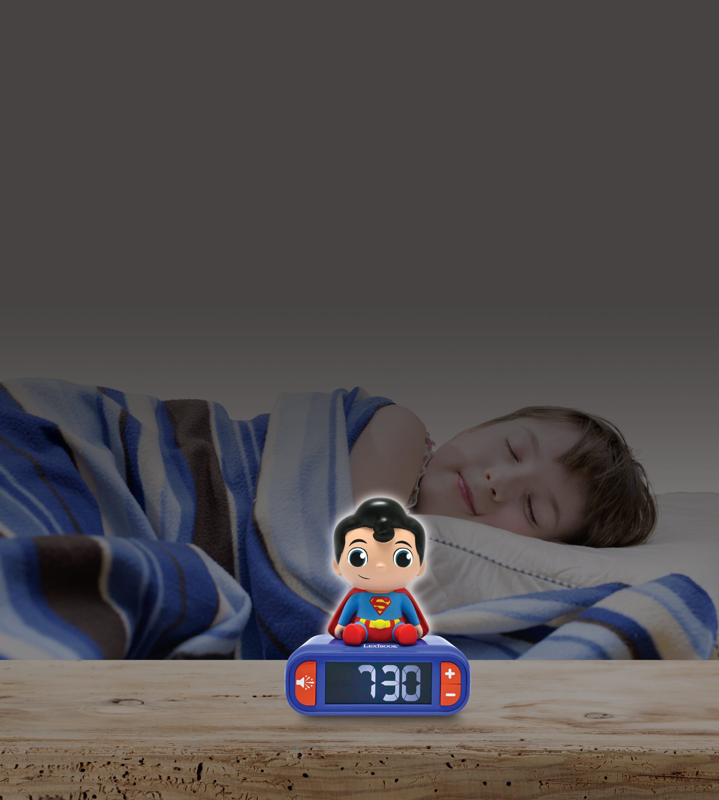 Superman-Themed Night Light and Sound Alarm Clock - Blue - Image 4