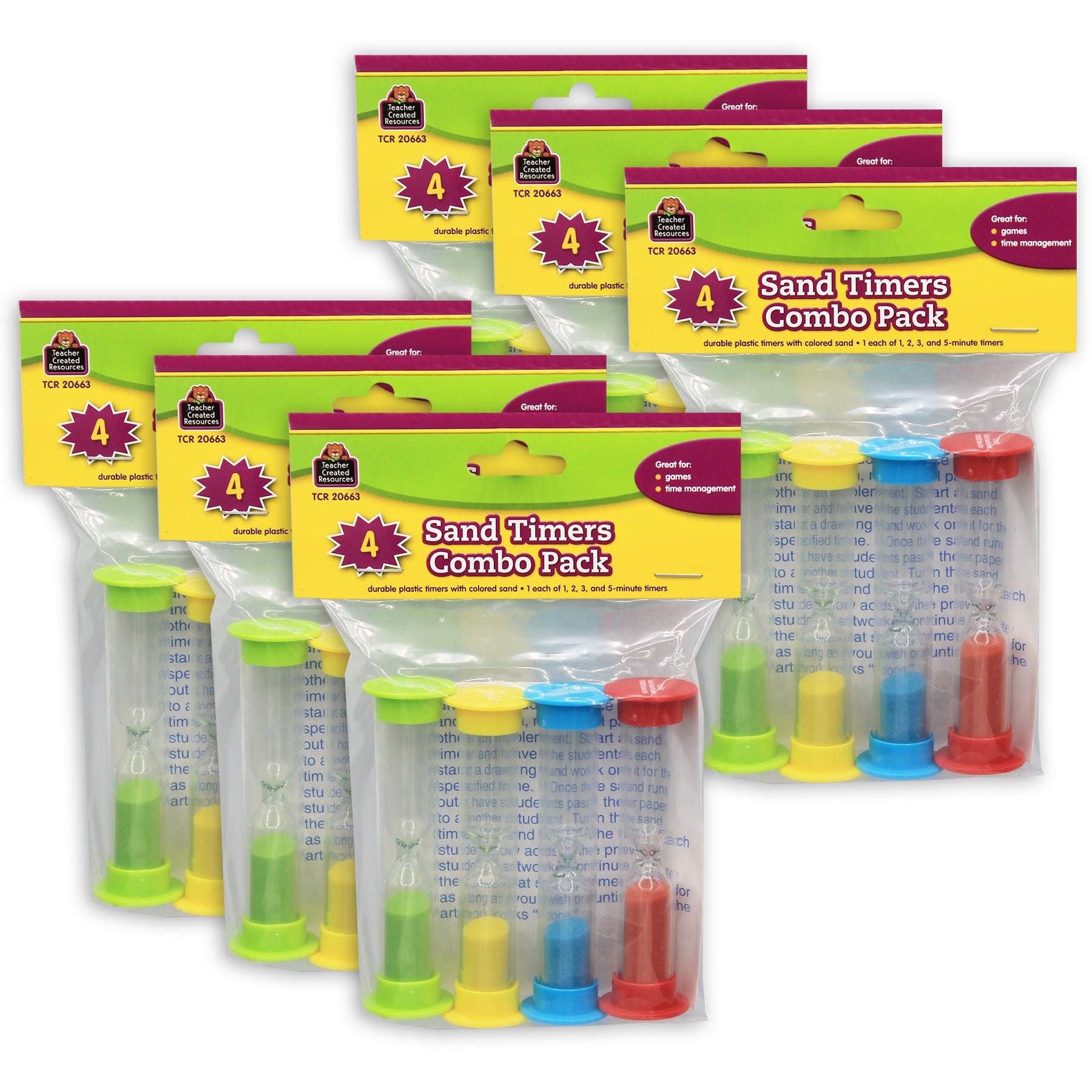 Teacher Created Resources Colorful Sand Timers Set - 24-Pack
