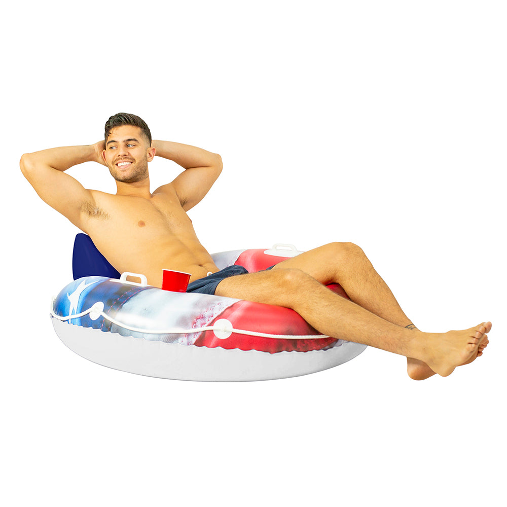 PoolCandy Stars & Stripes 48-inch RealPrint River Tube with Back Rest - Image 3