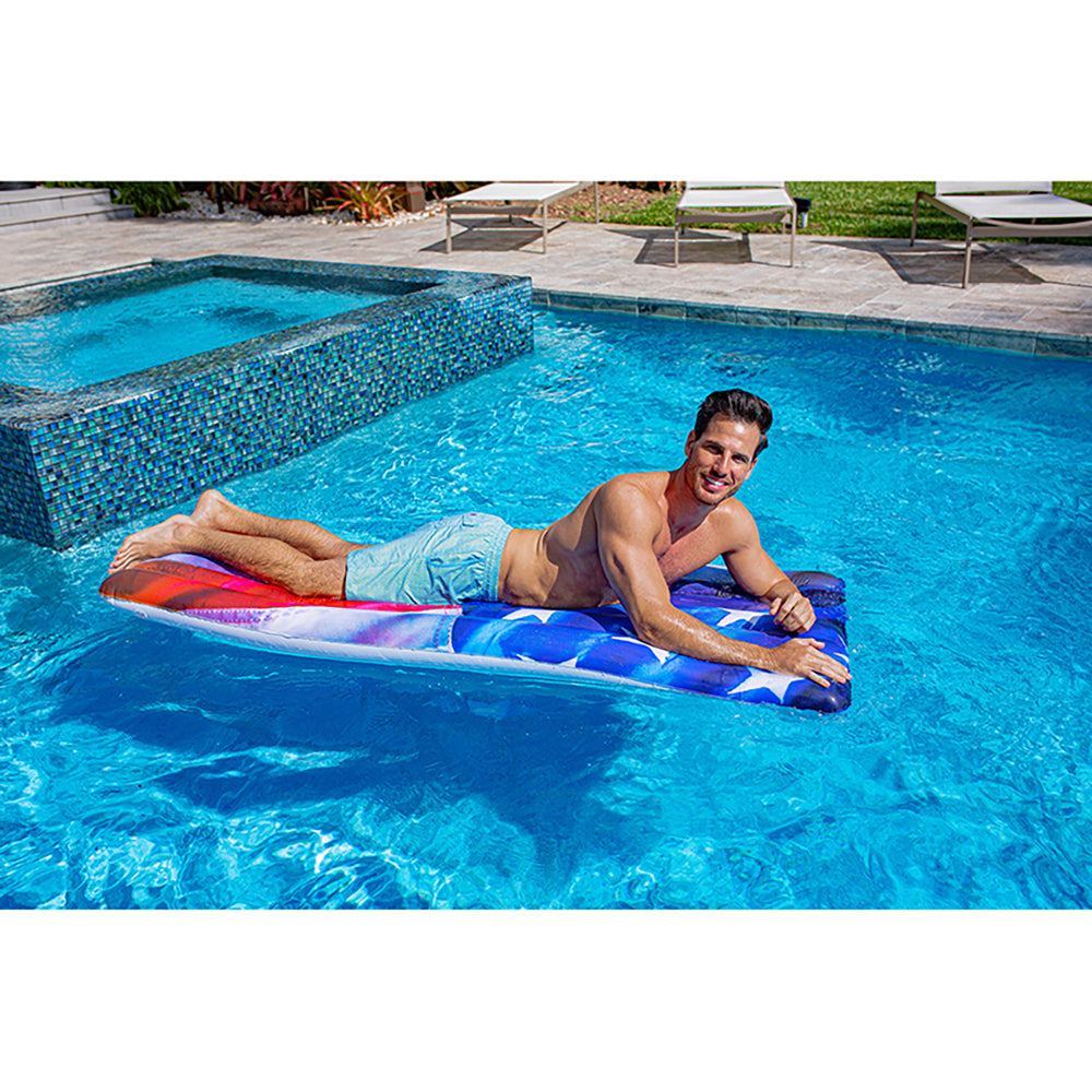 Stars & Stripes Deluxe Pool Raft - Patriotic 74x30 Inch Lounger - Image 5