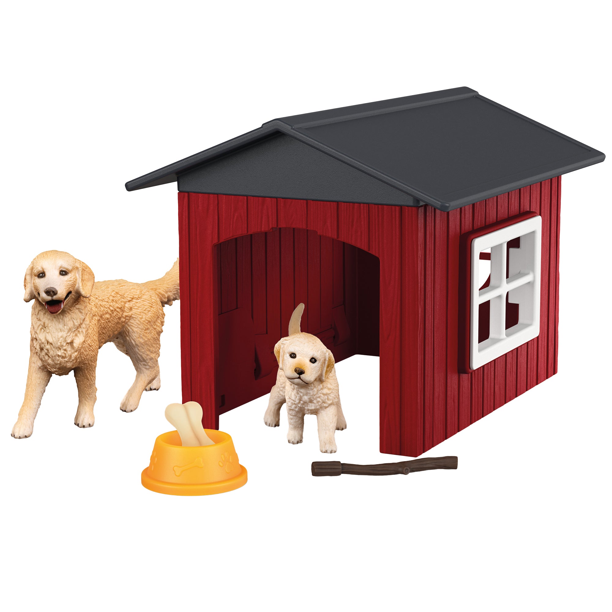 Schleich Farm World Dog Kennel - Golden Retriever Family Playset