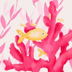 Oopsy Daisy Pink Coral and Little Fish Canvas Art