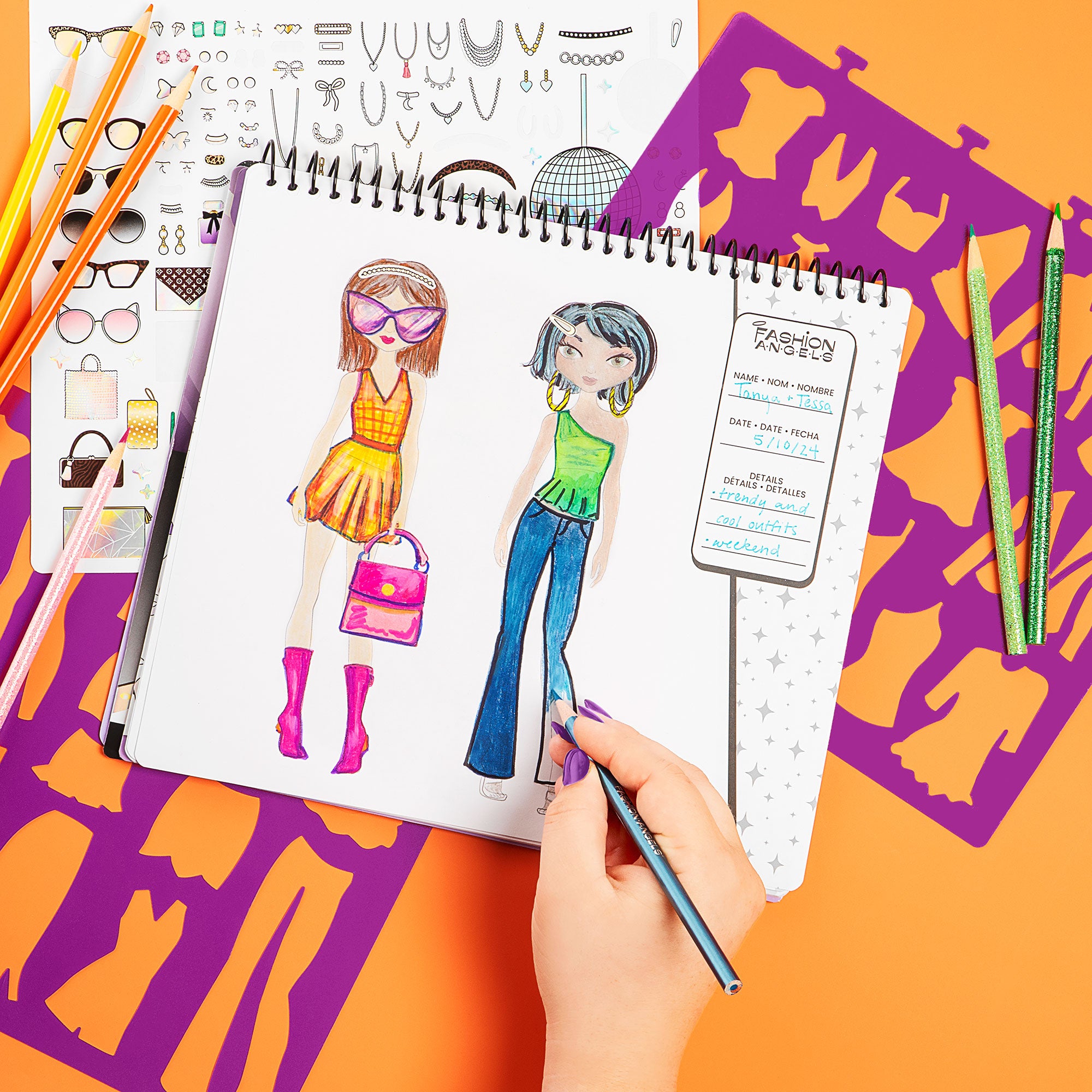 Fashion Angels Glam Fashion Design Sketch Set - Activity Kit for Kids 6+ - Image 4