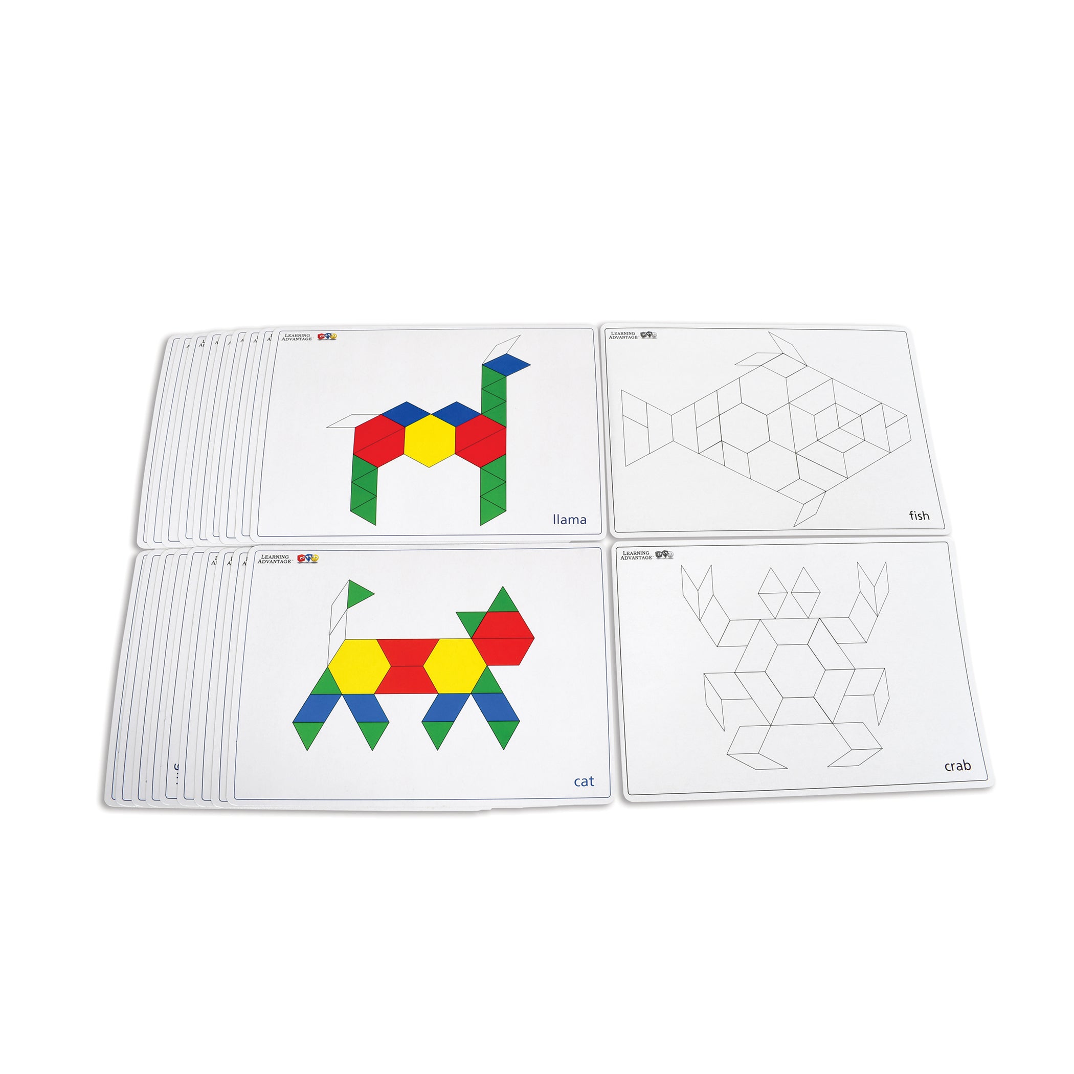 Learning Advantage Geometric Pattern Block Cards - 20 Double-Sided Activity Cards - Image 3