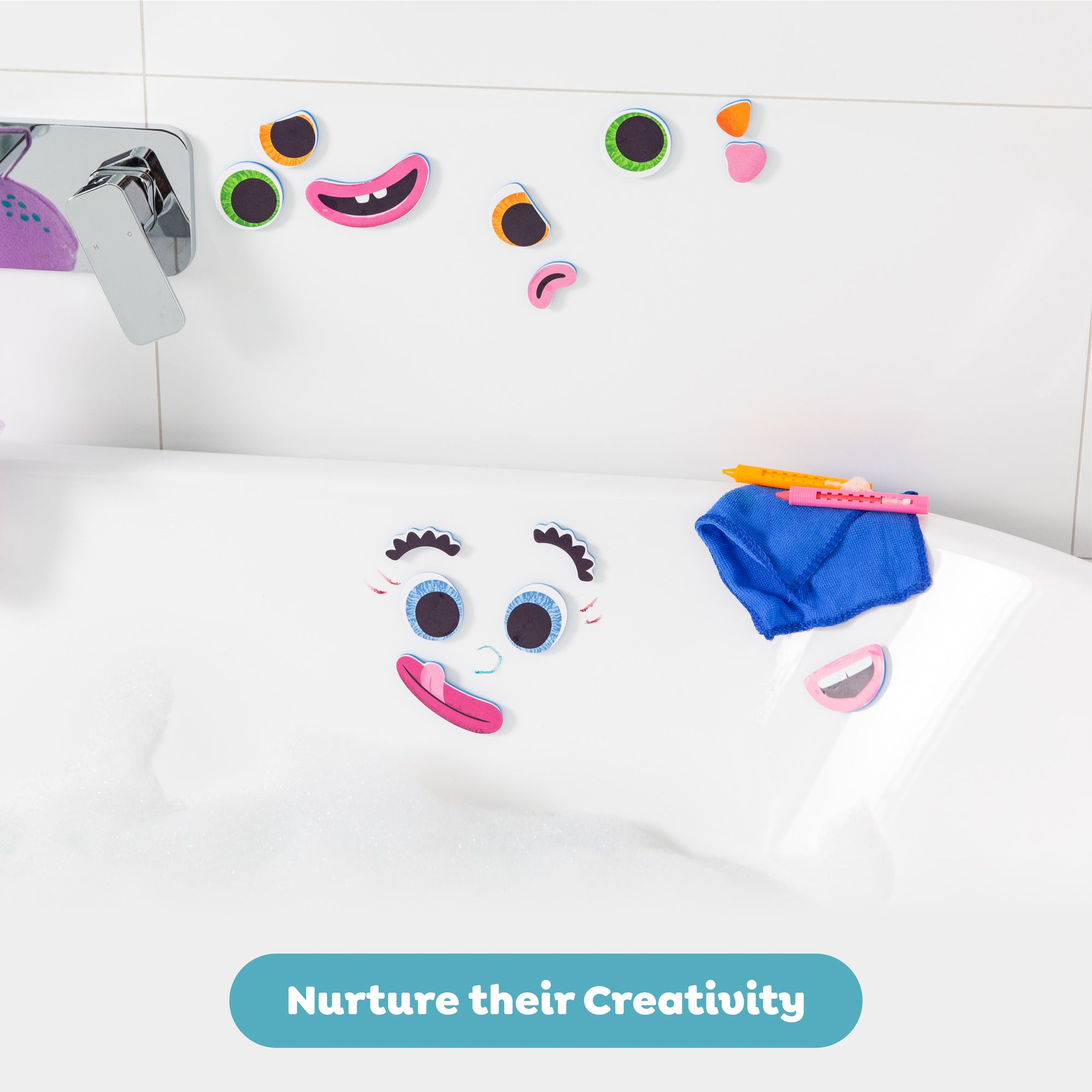 Tiger Tribe Foam Sticky Bath Faces ?C Creative Bath Time Fun - Image 3