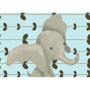 Oopsy Daisy Edison The Elephant 14 inch Canvas Wall Art - Blue