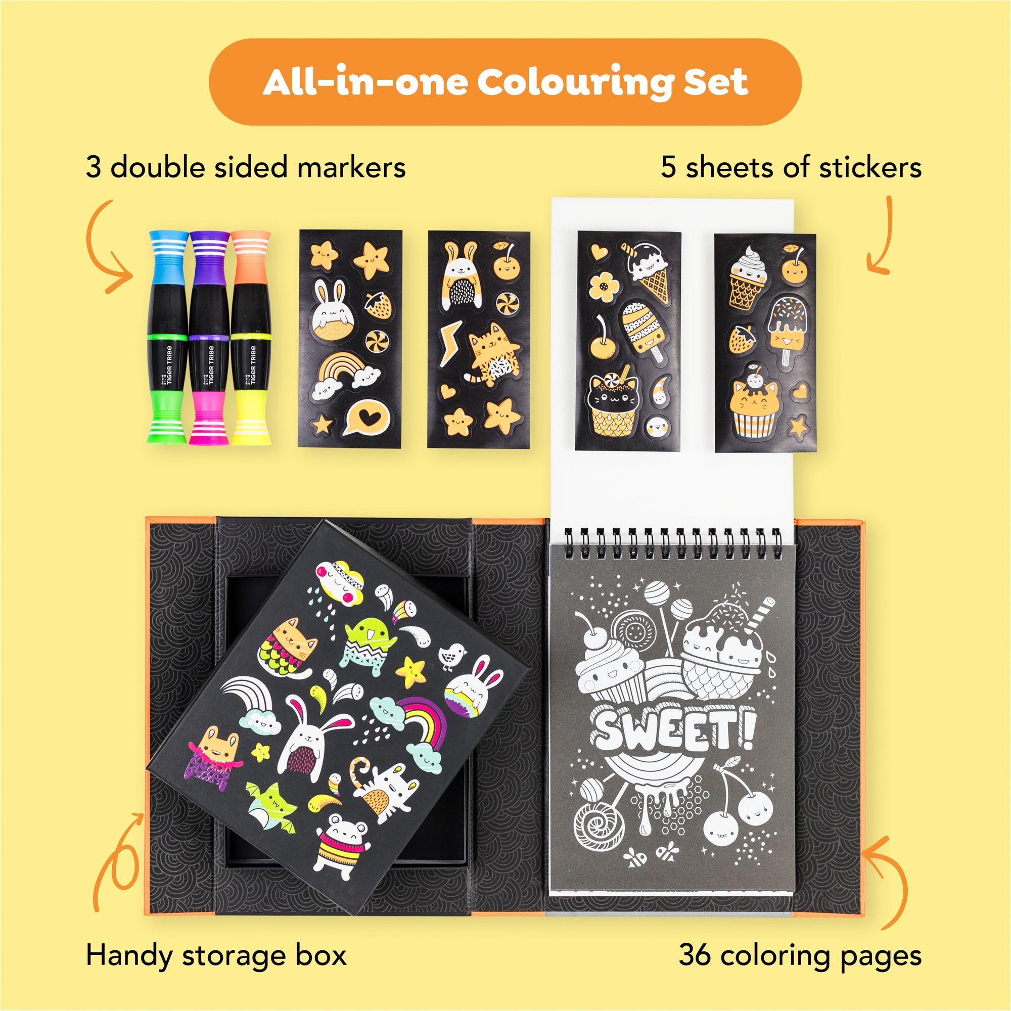 Tiger Tribe Neon Coloring Set - Glow Friends Activity Kit - Image 3