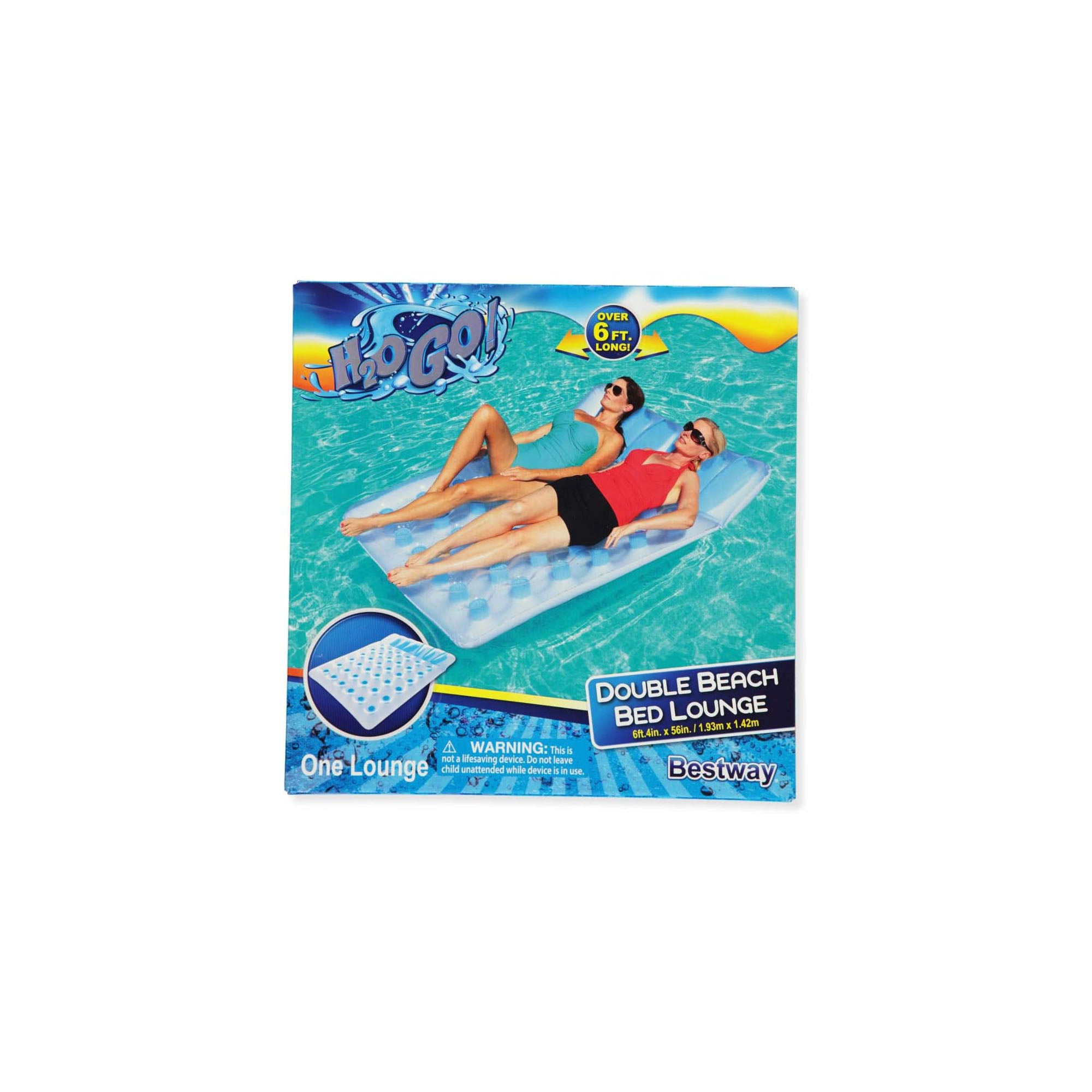 Bestway Double-Sized Inflatable Floating Beach Bed, Blue/White - Image 4
