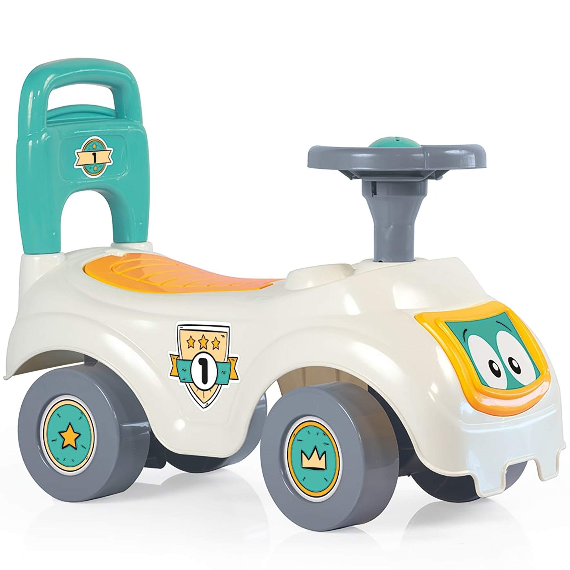 Dolu - Walk & Drive: Sit N' Ride - Vibrant Toddler Ride-on Toy, White-Yellow-Green - Image 4