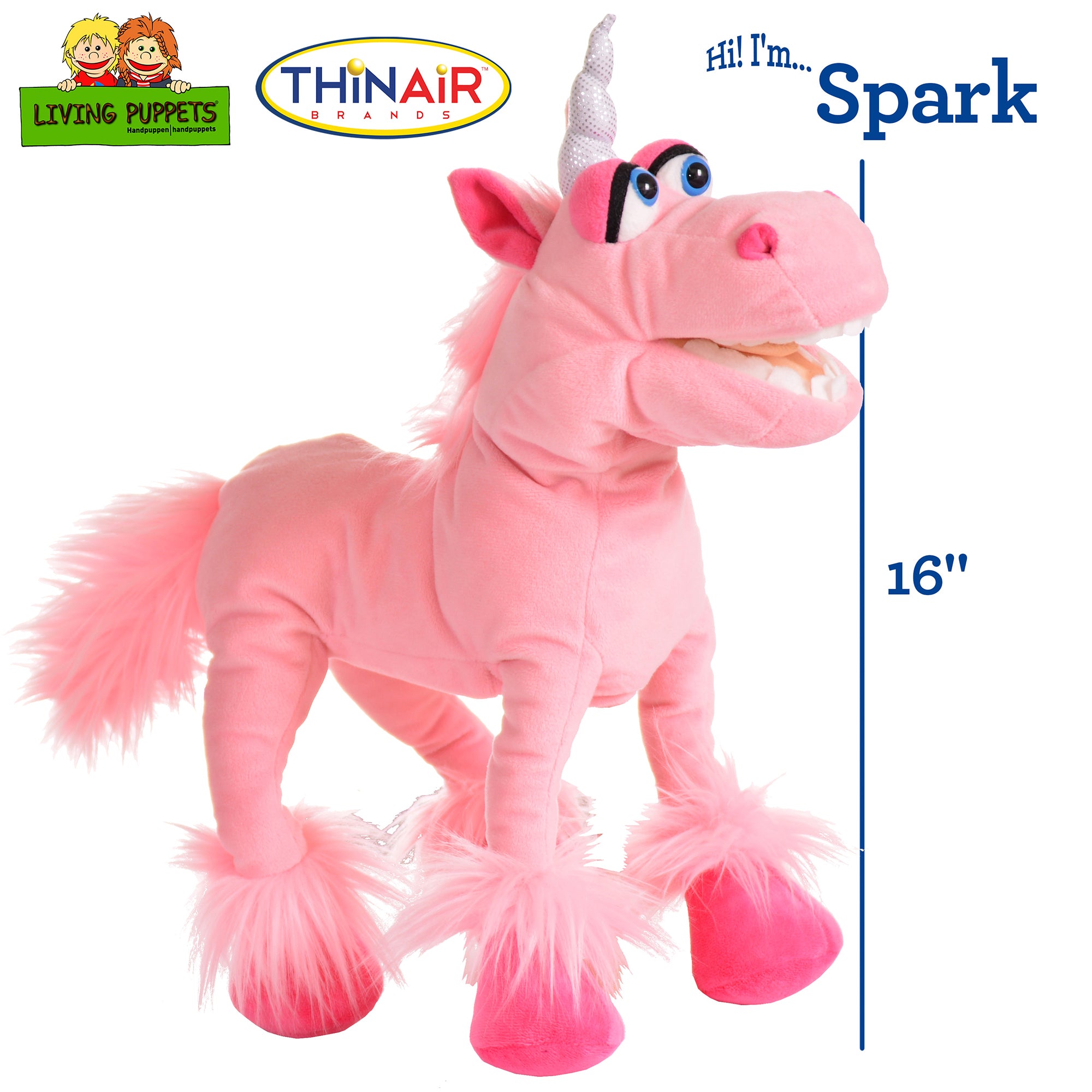 Living Puppets Spark The Pink Unicorn 16" Plush Hand Puppet - Image 2