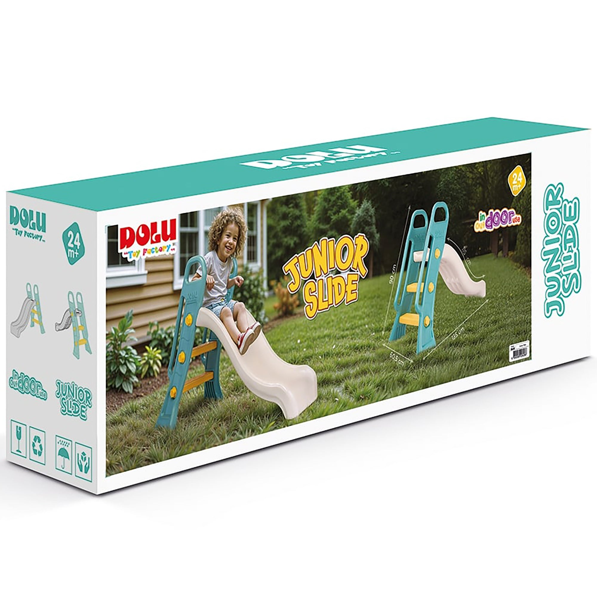 Dolu Junior Slide in Green-Yellow-White for Toddlers, Indoor-Outdoor Slide - Image 2
