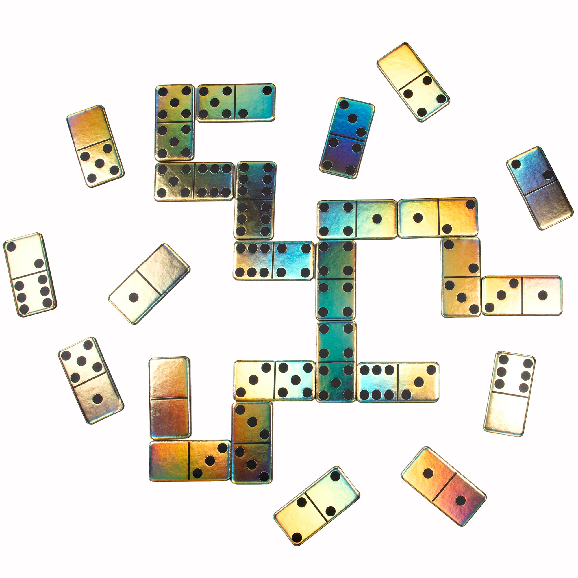 eeBoo Mini Dominoes Classic 28-Piece Golden Holographic Set - Image 3