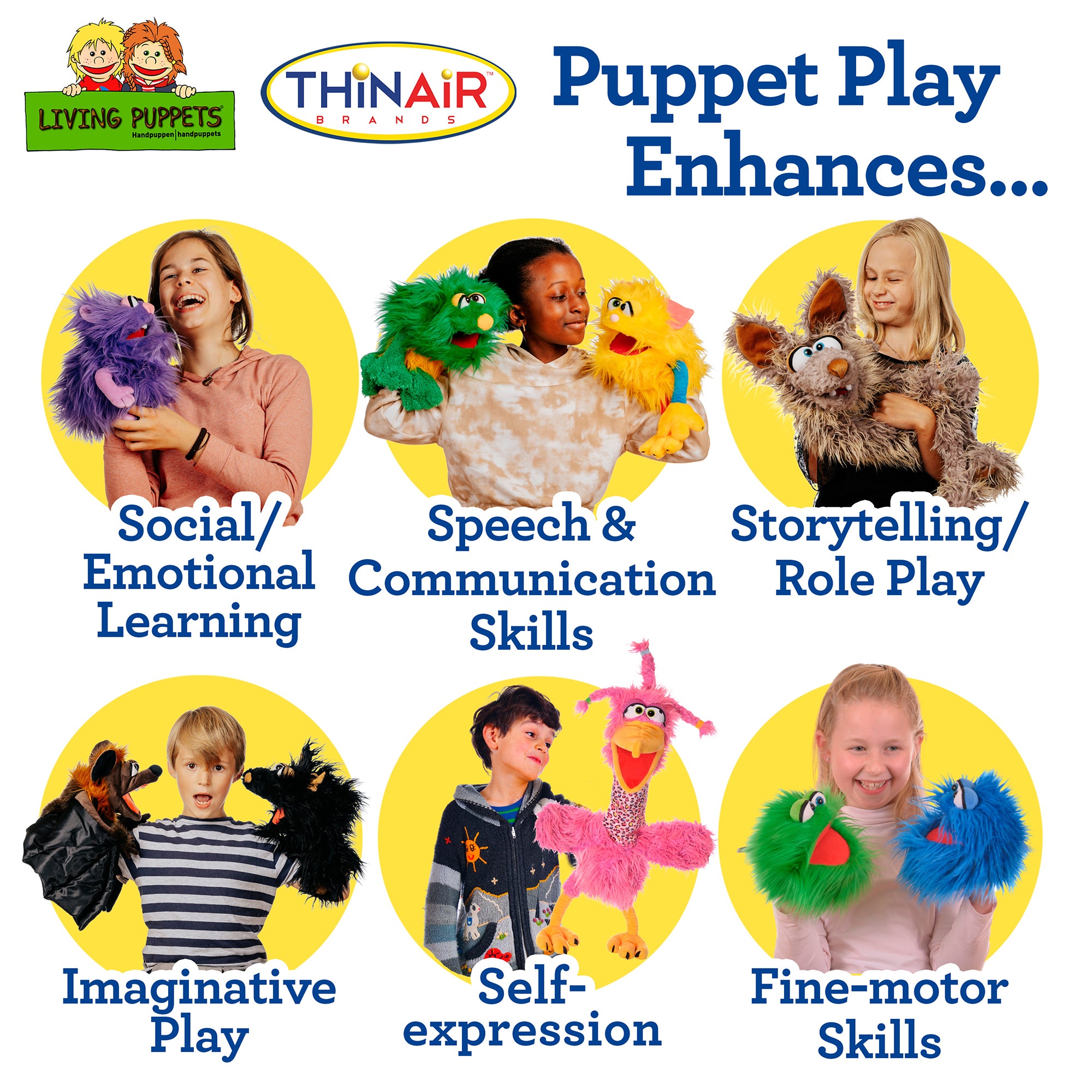 Living Puppets Handmade Beep The Blue Friendly Monster - 9" Plush Hand Puppet - Image 5