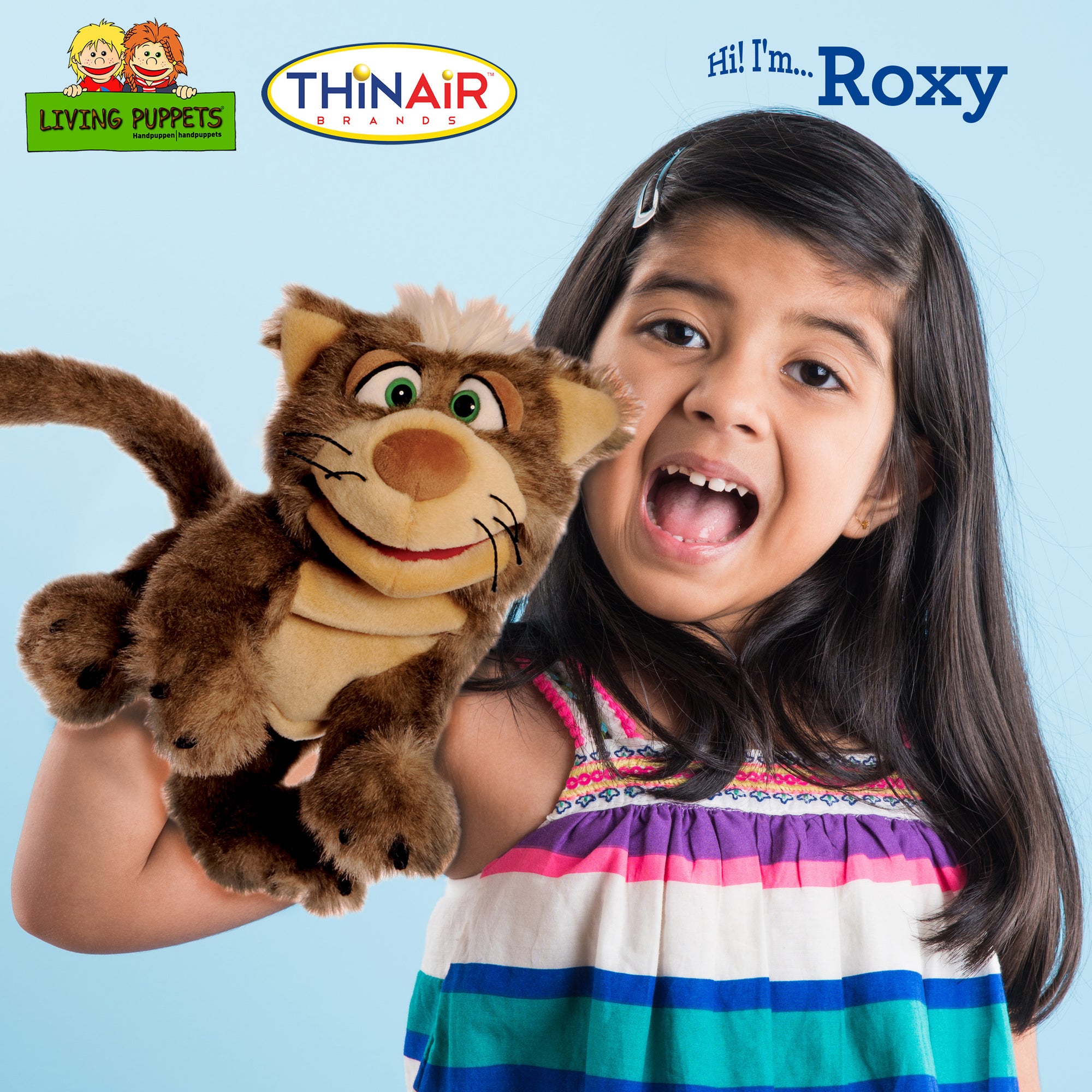 Living Puppets Roxy The Brown Cat 16" Plush Hand Puppet - Image 3