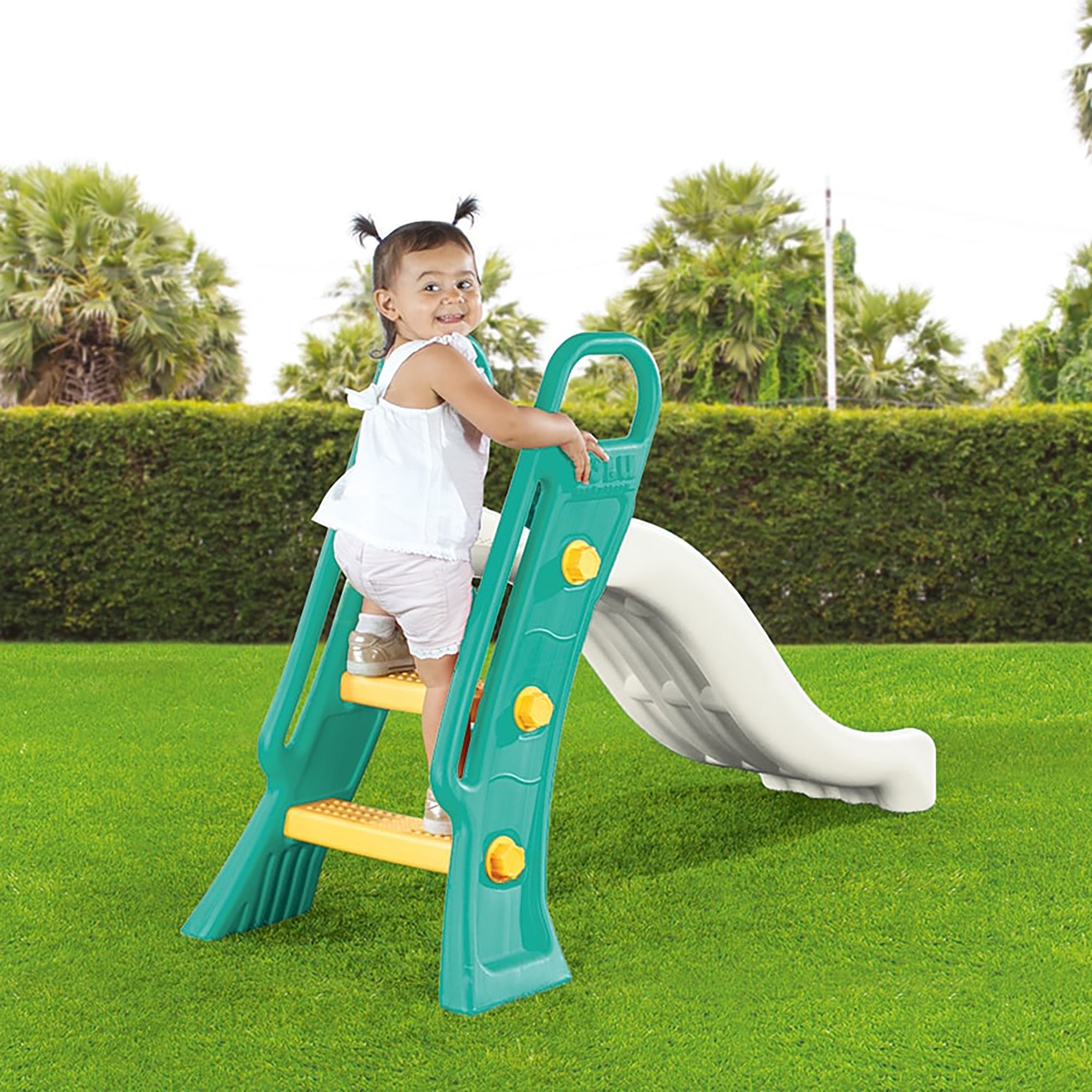 Dolu Junior Slide in Green-Yellow-White for Toddlers, Indoor-Outdoor Slide - Image 5